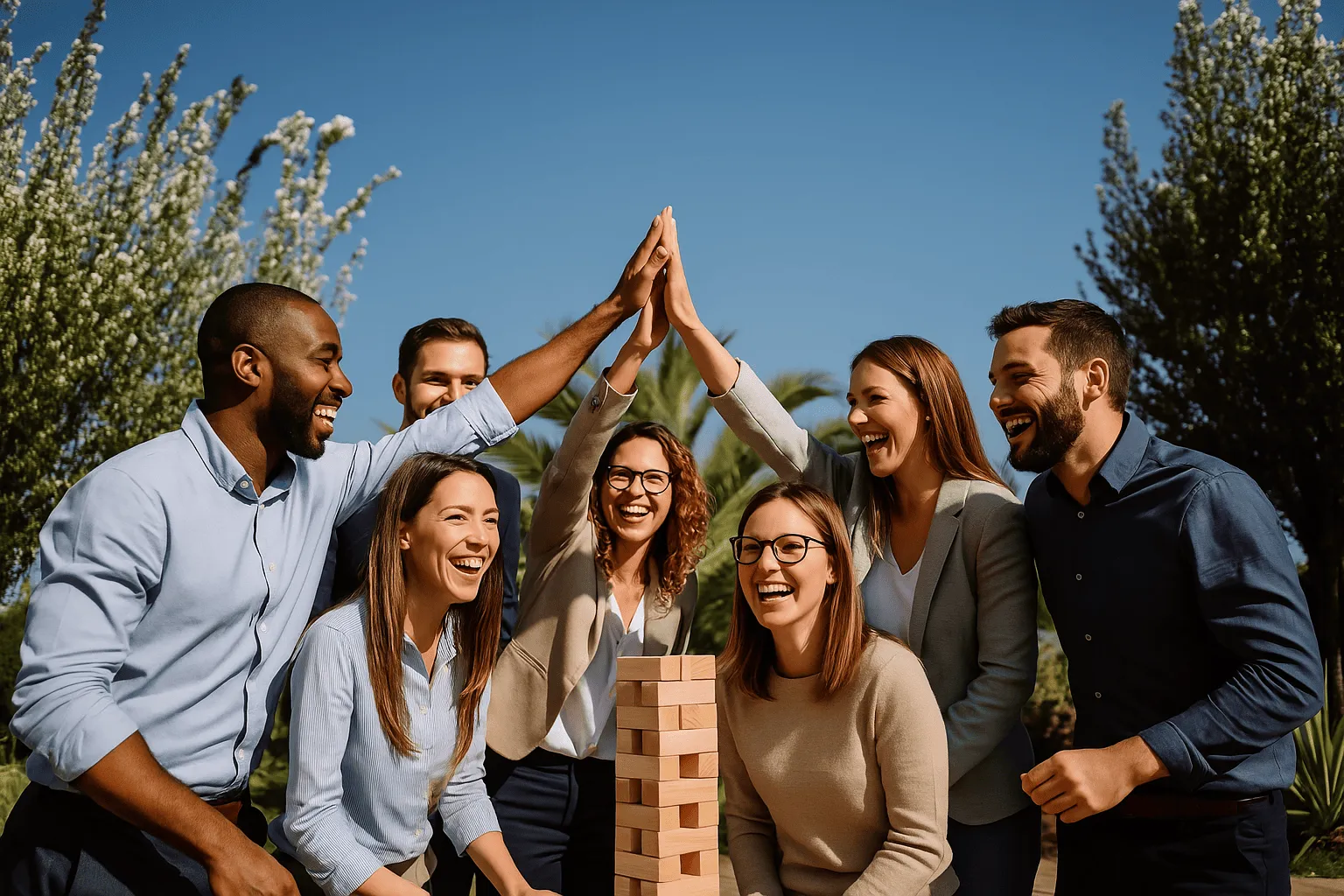 Atividade de team building nos espaços exteriores da quinta
